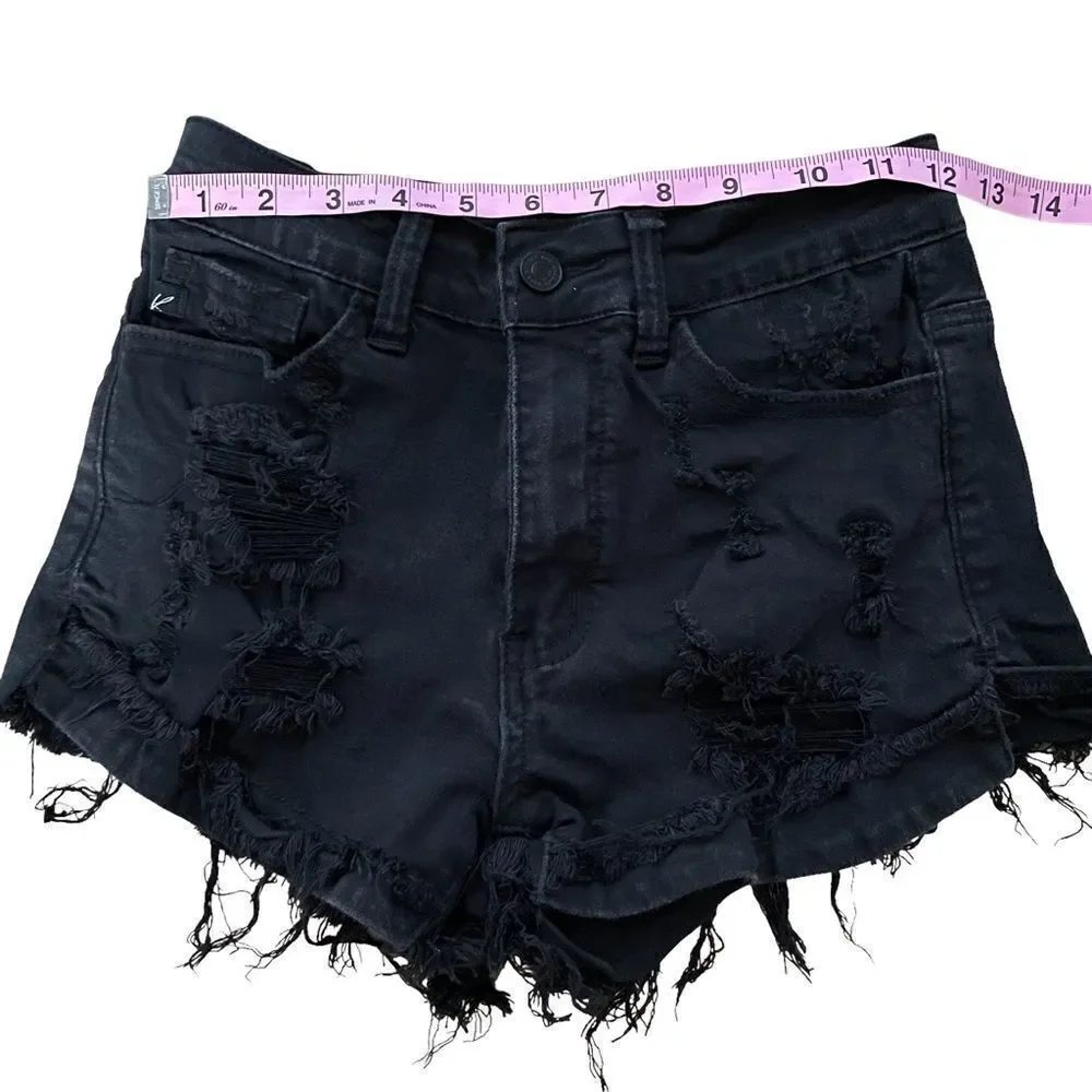 KanCan ~ Black Denim Cut off Shorts ~ size 24 - Picture 9 of 9